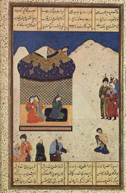 unknow artist Majnun with the Black dog outside Layla-s Camp